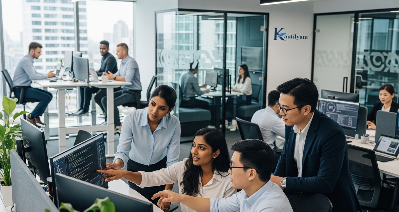 Kautilyam team collaborating on projects, showcasing expertise as a leading IT staff augmentation company for top talent.